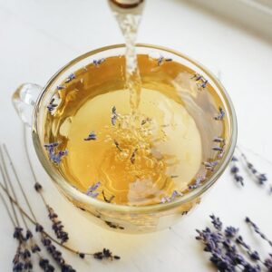 calming tea with real organic lavender flowers…