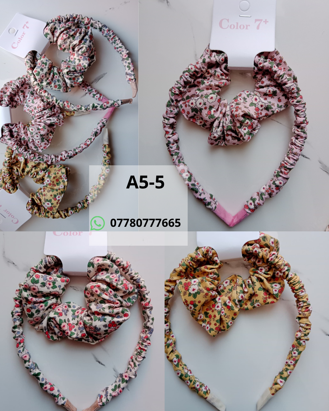 Hair Accessories Catalog Floral Scrunched Headband with Matching Scrunchie