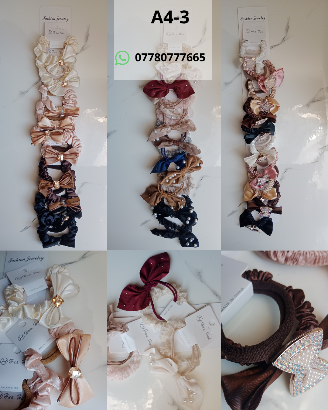 Hair Accessories Catalog A refined selection of decorative scrunchies crafted from satin, velvet, and embellished fabrics, featuring pearls and rhinestones for an elegant, feminine touch.