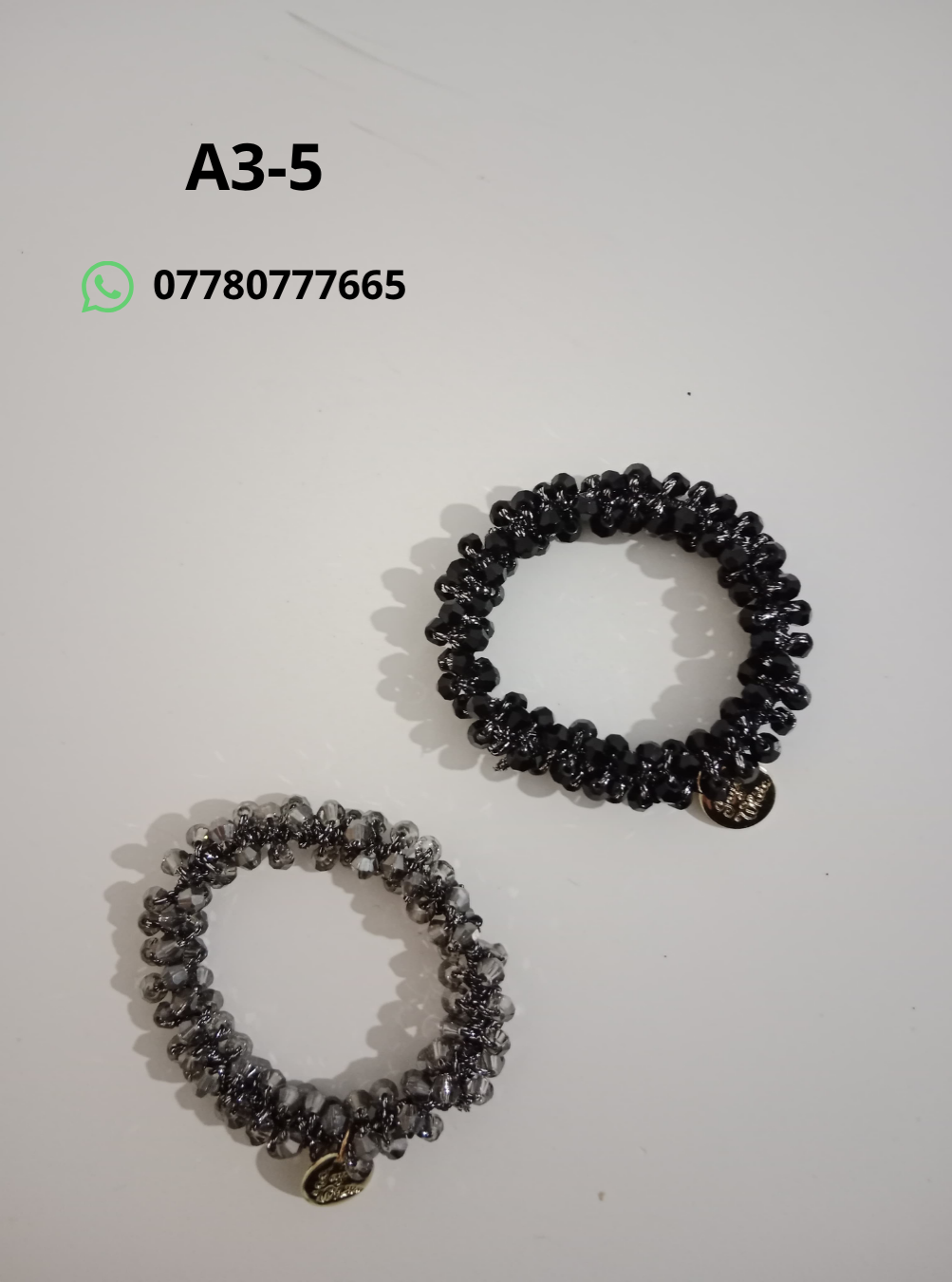 5Beaded Hair Ties with Metal Charm – Two Colors