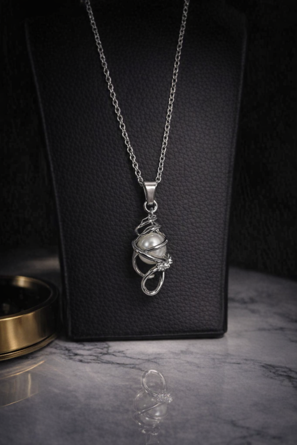 Stainless Steel Wrapped Pearl Necklace