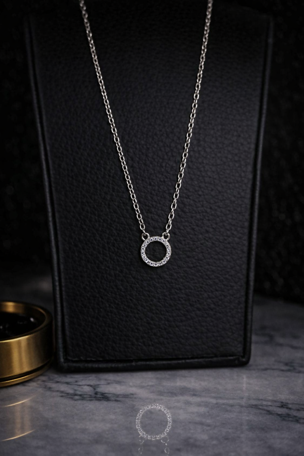 Premium Stainless Steel Crystal Circle Necklace