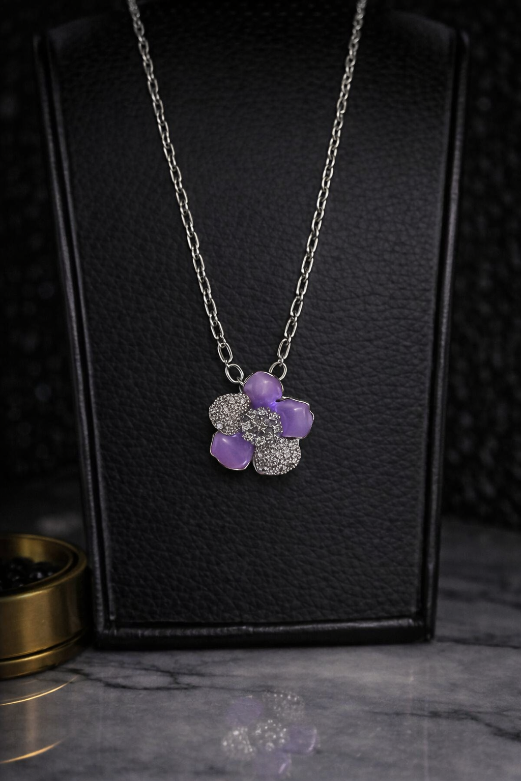 Stainless Steel Five‑Petal Flower Necklace