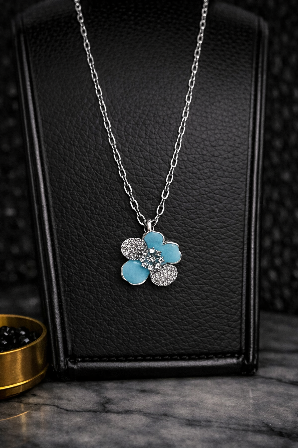 Stainless Steel Five‑Petal Flower Necklace