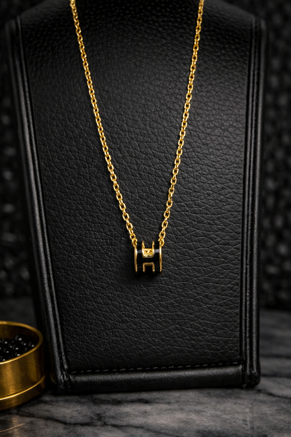 Stainless Steel Engraved Cylinder Necklace