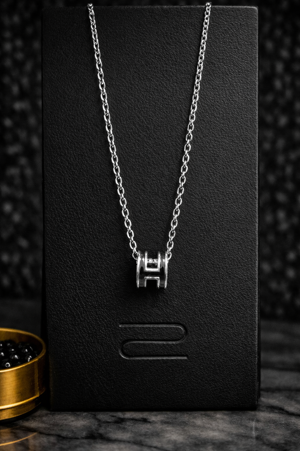 Stainless Steel Cylindrical H Necklace