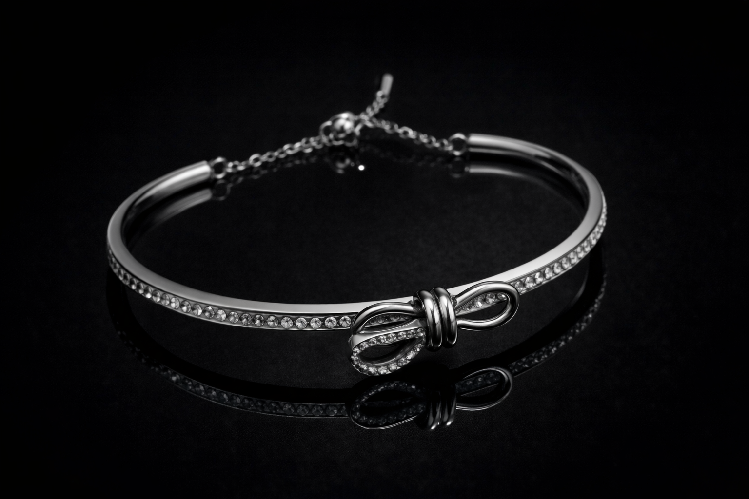 Stainless Steel Knot Bracelet with Sparkling Stones