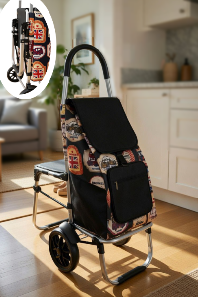 Stylish Foldable Shopping Trolley with Seat