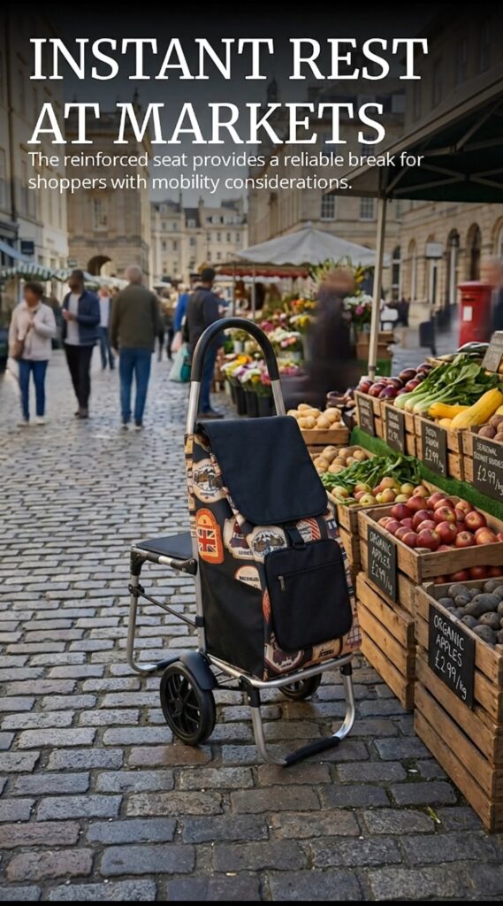 HOME Stylish Foldable Shopping Trolley with Seat